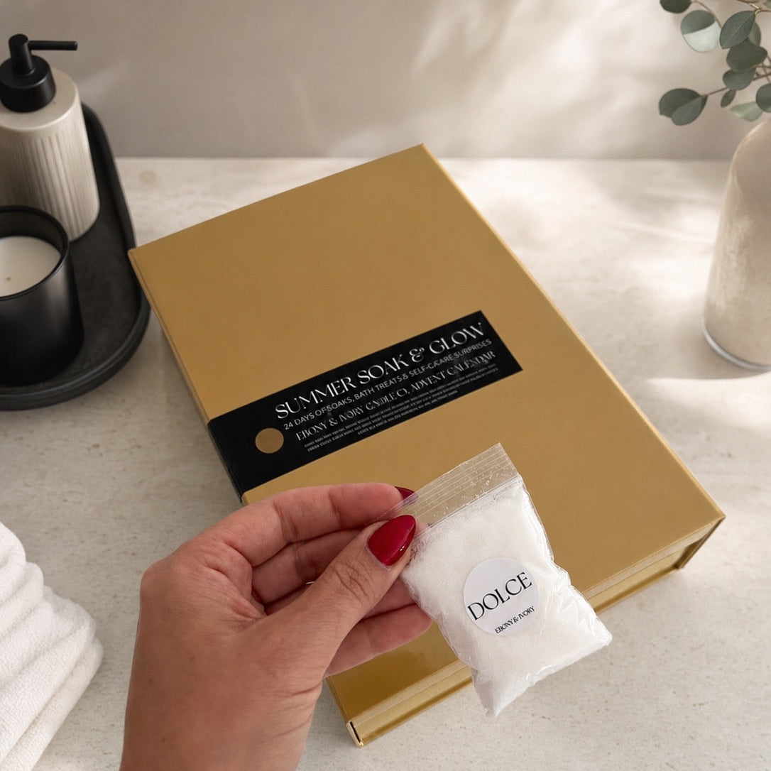 a gold box with hand made bath products non toxic
