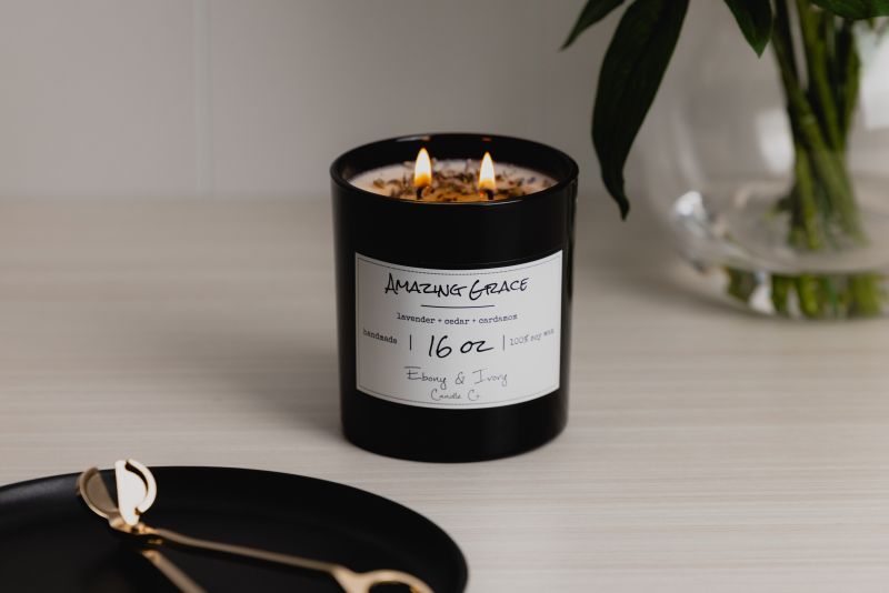 Amazing Grace lavender soy candle sympathy gift hand poured in Alberta Canada