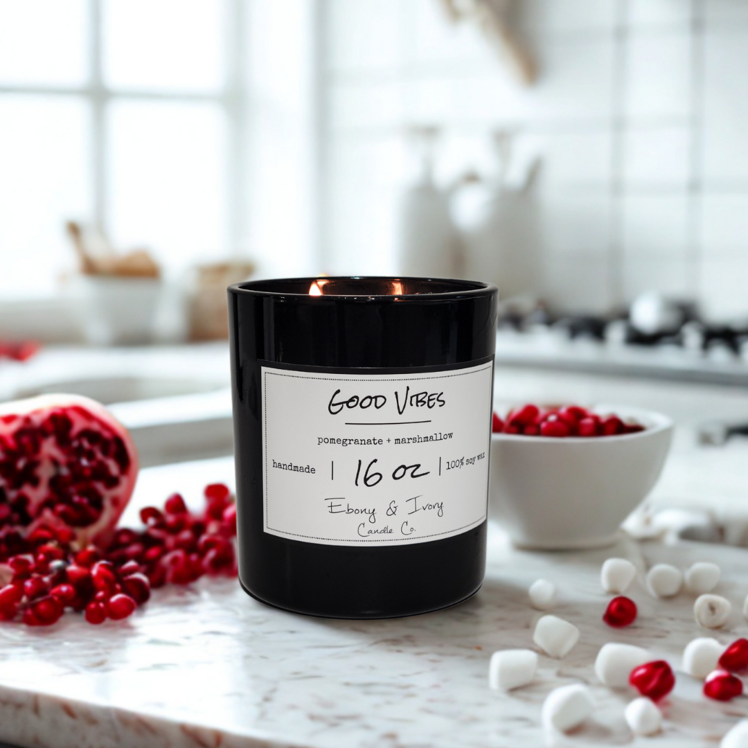 Good Vibes candle Canada fruity summer candle pomegranate marshmallow scent Albert