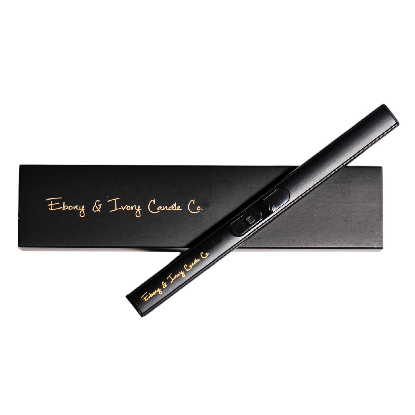 A black electric usb rechargable lighter from Ebony & Ivory Candle Co in Lethbridge, Alberta, Canada 
