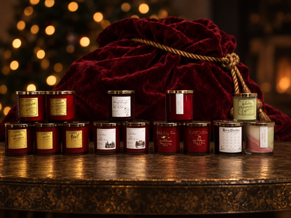santas christmas sack filled with candles gift