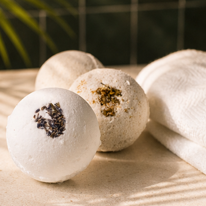 hand made bath bombs with essential oils