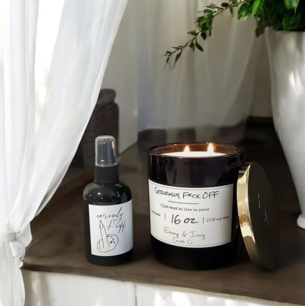 Bug repellent body spray and candle made with soy wax, citronella and black pepper essential oil