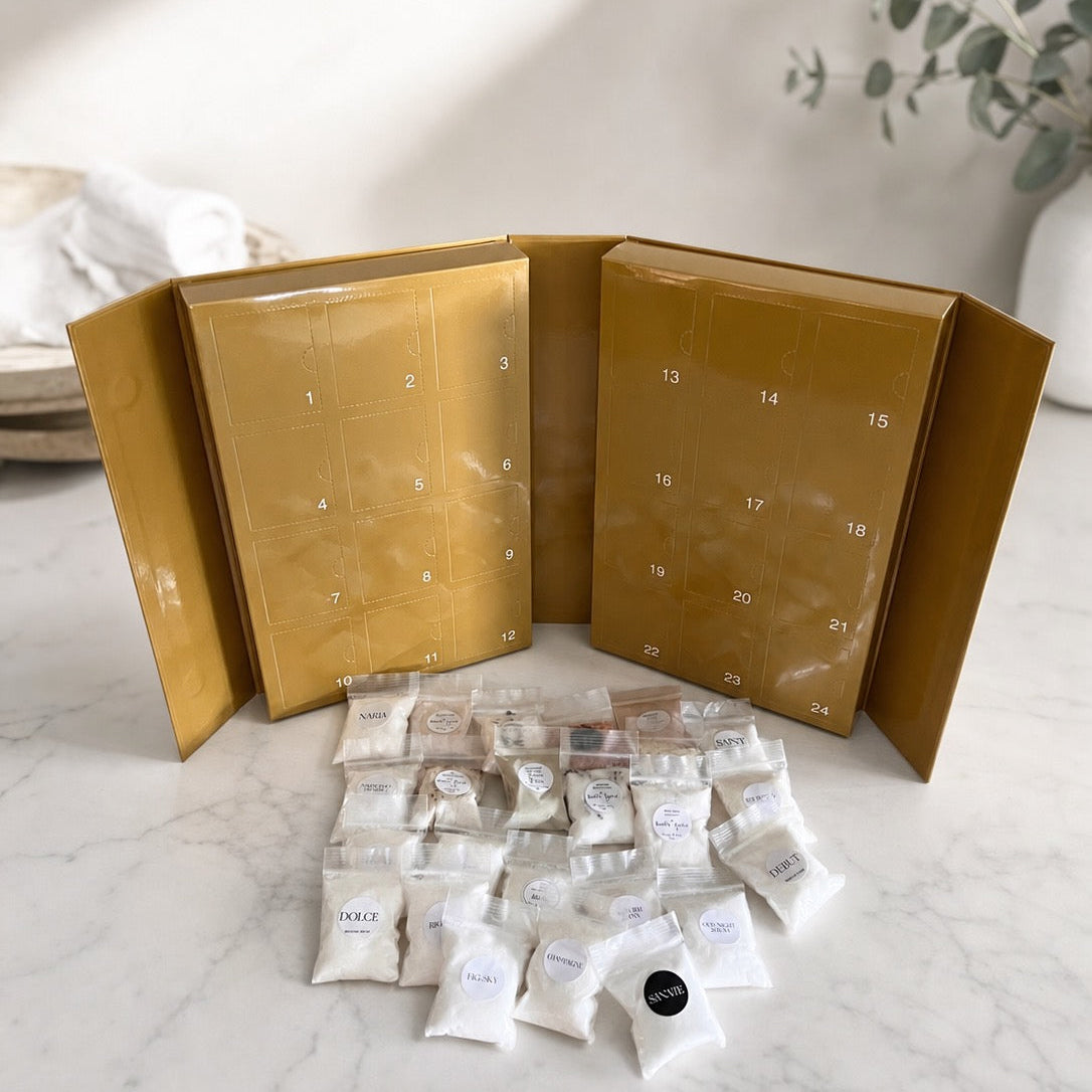 a gold box with hand made bath products non toxic