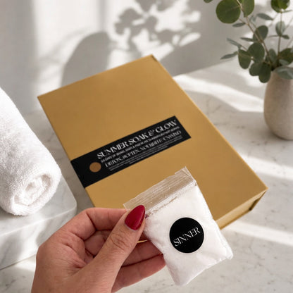 a gold box with hand made bath products non toxic