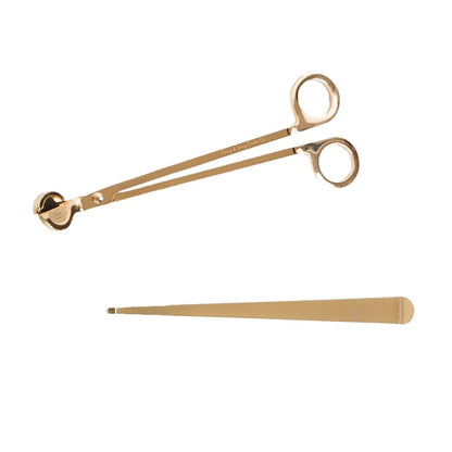 Gold candle wick trimmer, and gold wick dipper from ebony and ivory candle co in lethbridge, Alberta, Canada