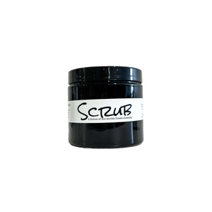 ebony and ivory candle co's ten ounce coffee scrub in a black container with a white label
