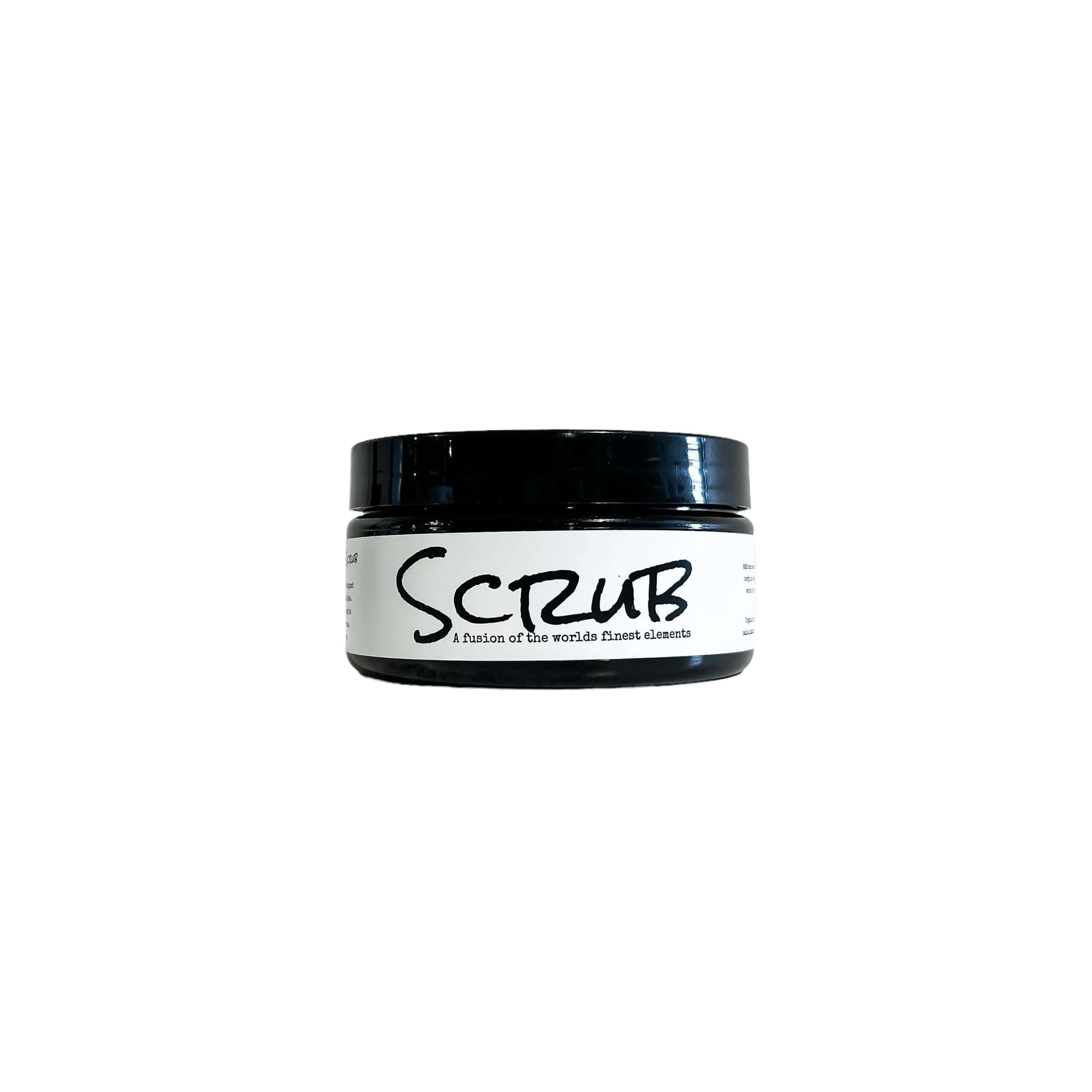 ebony and ivory candle co's five ounce coffee scrub in a black container with a white label